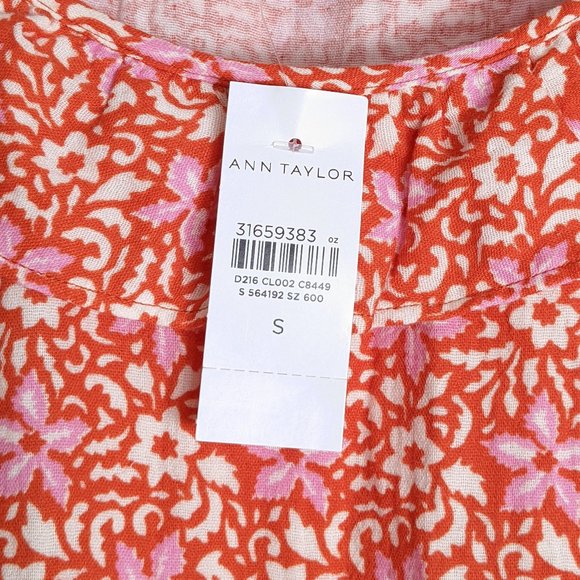 New! Ann Taylor 100% Cotton Ruffle Neck Maxi Dress sz S - Picture 6 of 8